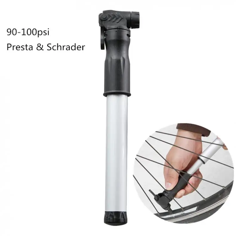 

Mini Portable 90-100psi High Pressure Road MTB Bicycle Pump Built-in Seamless Steel Tube Support Presta & Schrader Valve