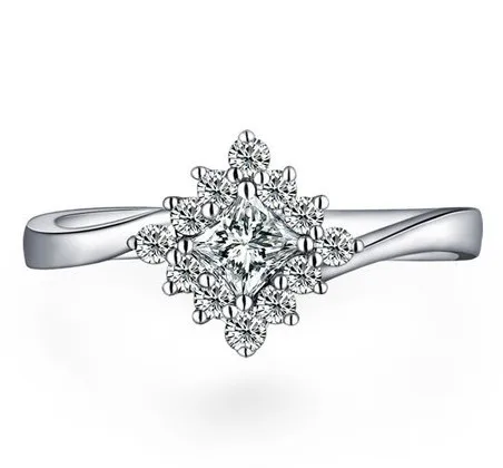 Gvbori 18k White Gold Square Diamond Ring For Women Engagement Gvbori 18k White Gold Square Diamond Ring For Women Engagement Rings Valentine Gift Lover Friend Fine Jewelry Grand In From