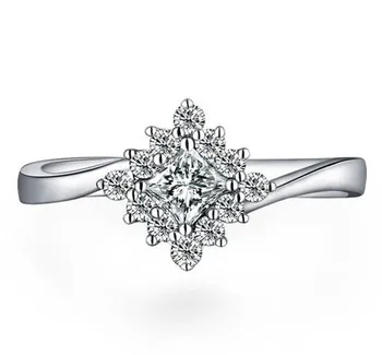 

GVBORI 18K White Gold & Square Diamond Ring For Women Engagement Rings Valentine Gift For Lover/Friend Fine Jewelry Grand Ring