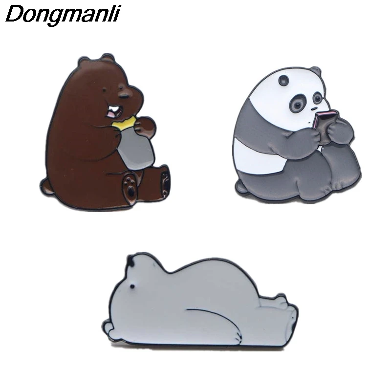 

20pcs/lot DMLSKY We Bare Bears pins Jewelry Enamel Pins Brooch Bag Badges Lapel Pin brooches for clothes cute pins M1753