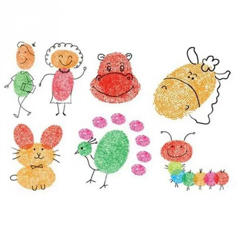 DIY Kids Finger Painting Drawing Toys Baby Funny Graffiti Multicolor Stamps Inkpad Toy Scrapbooking Vintage Crafts Toy #0911