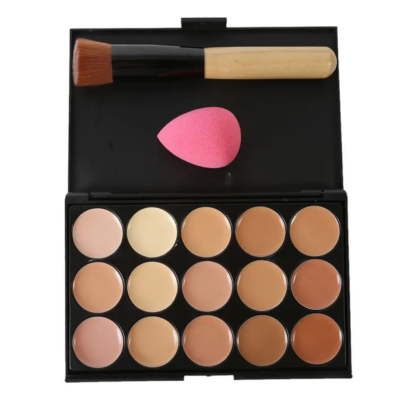 

Natural Professional Concealer Palettes 15 Colors makeup Foundation Facial Face Cream Cosmetic make up color brush 10*15cm