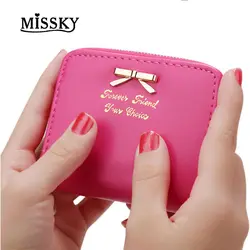 MISSKY конфеты Цвета девушки кошельки Короткие мини Для женщин денежные мешки Розовый и красный цвет 8 Цвета сладкий молния Дизайн сумка SAn0