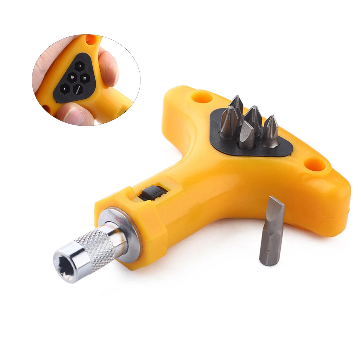 

Ratchet Screwdriver Multi-bit Pocket Size T Shaped Screwdriver Convenient Portable Anti-slip Utility Tool Hand Tool