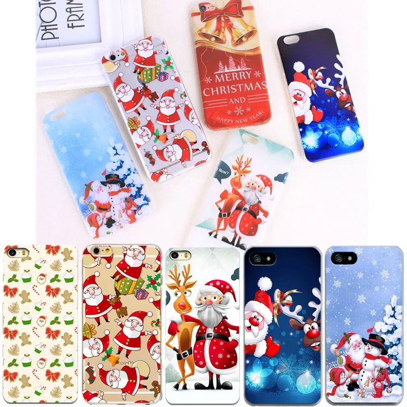 

Christmas Gift Painting Case Capa For iphone X 7 7 plus 8 8 plus Case Cover Soft Silicone Bags For iphone 5 5s 5SE 6 6S