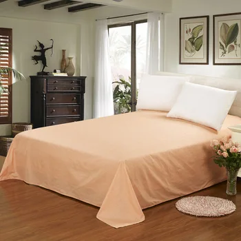 

Comwarm 1PC 100% Cotton Modern Bedsheet Solid Orange Yellow Pink Color Soft Touching Fitted Cover Bedspread Decor Bedroom Hotel