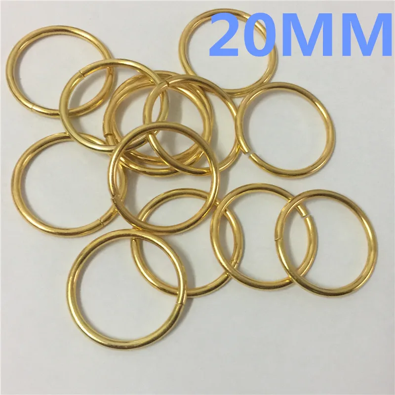 100pcs/pack 20mm 4/5''Non Welded Metal O Ring Round Shape DIY GOLD Plated Backpack Collar Harness Rings Bag Parts Accessories | Дом и