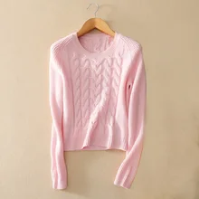 6 цветов, Модный женский кашемировый Женский вязаный пуловер с круглым вырезом и длинными рукавами, свитер, зима/осень, розовый, женский свитер