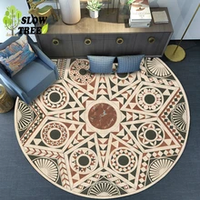 Медленный дерево ретро скандинавский круглый ковер Модный этнический стиль круглый ковер для спальни/гостиной Хрустальный бархатный Коврик для пола