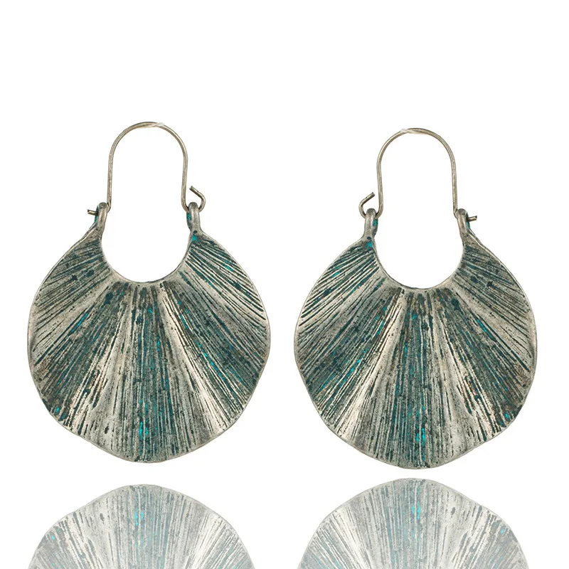 

Bohemian Vintage Statement Pattern Personalized Design Dangle Earrings Retro Semi - Circular Earrings Ethnic Jewelry Brincos