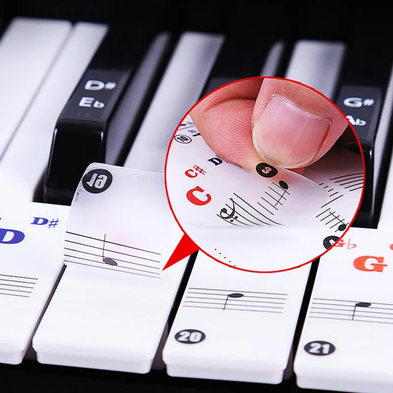 Transparent Piano Keyboard Sticker 61/88 Key Electronic Keyboard 88 Key Piano Stave Note Sticker For Piano Keys