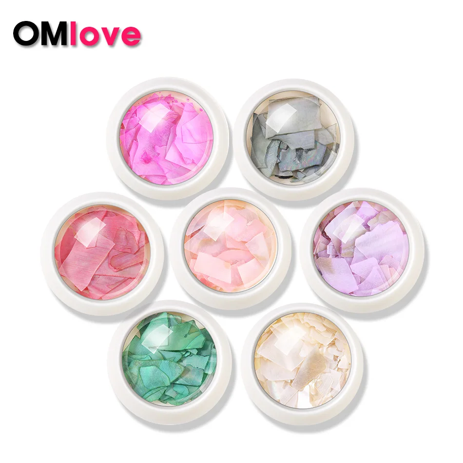 

OMlove 8 Colors Nails Accessories Decoration For Nail 3D Irregular Shell Paper Flake Slice DIY All For Nail Art Hot Sale