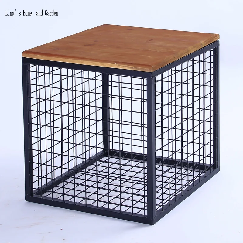 

retro handmade antique square storage stool