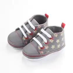 Высокое качество принт со звездой Дизайн Кружево-Up Хлопок подошва для малыша; на каждый день парусиновая обувь для Обувь для мальчиков 0-15