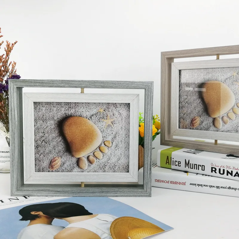 

2019 New Rotating Picture Frames Creative Double Sides Photo Frames For Home Decoration Herbarium Holder Glass Frame cadre photo