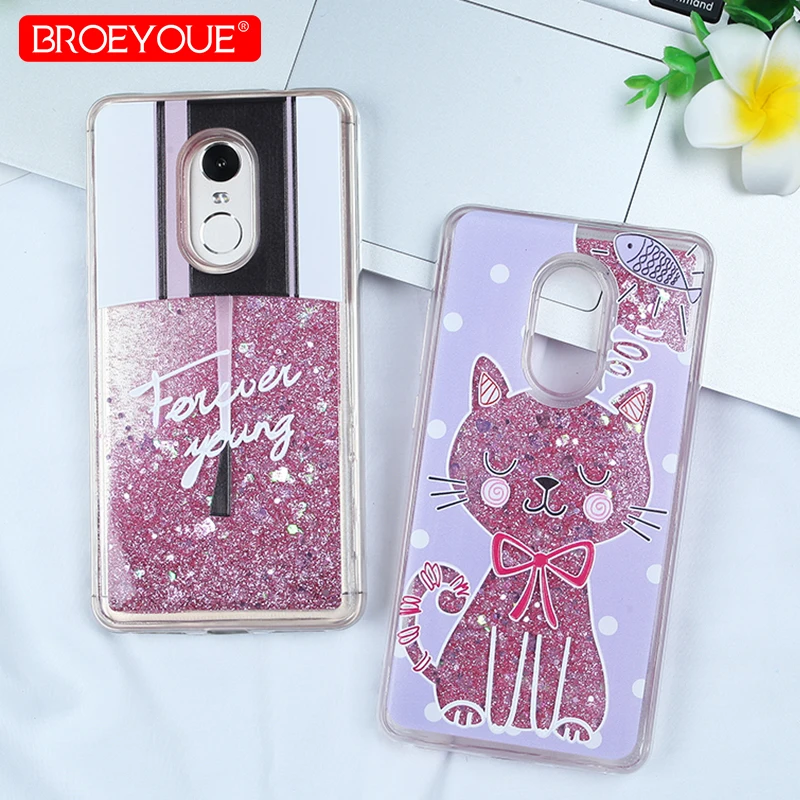 Transparent Quicksand Phone Case For Xiaomi Note 5 Pro 4 4X 5 Case Love Heart Glitter Stars Bling Cute Case For Redmi Note 4X 5