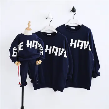 

Family Clothing 2018 Children Casual New Letters Printed Cotton Sweaters The Same Clothes for Mom and Son Trend Matching Outfits