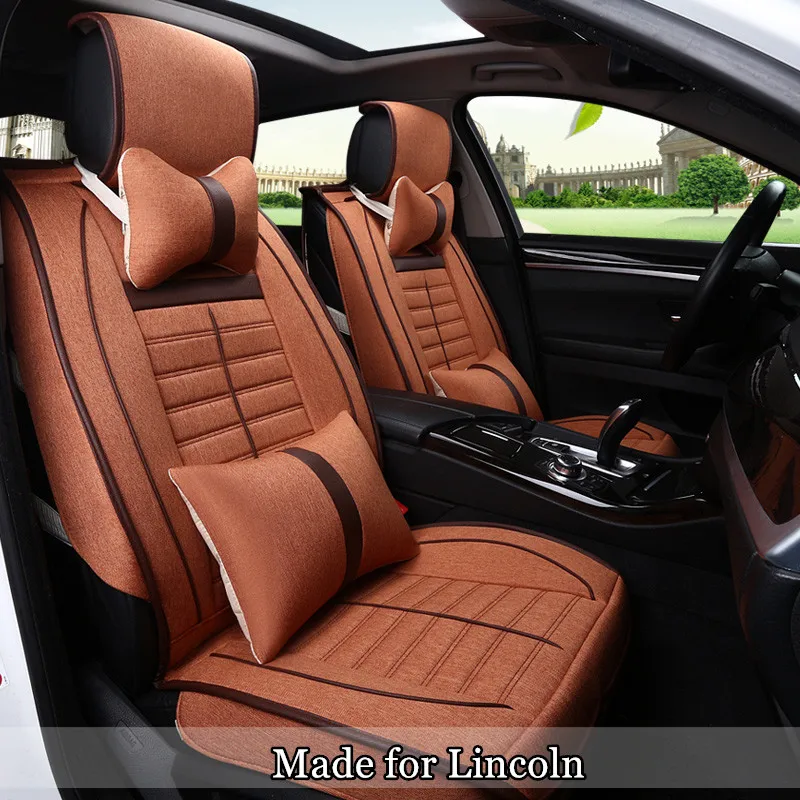 Cotton Linen Breathable Seat Cover for Lincoln MKZ MKC MKX Navigator Continental MKT C L 5 Seat