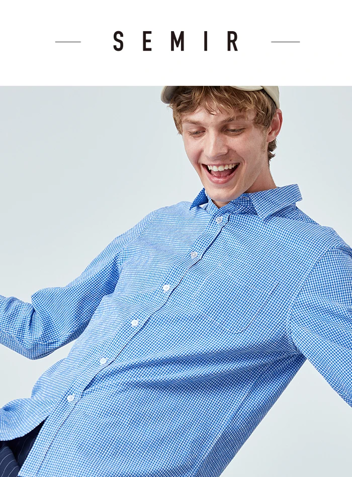 SEMIR мужские рубашки с длинным рукавом в клетку новая хлопковая Мужская Осенняя Студенческая Гонконгская стильная ретро шикарная рубашка