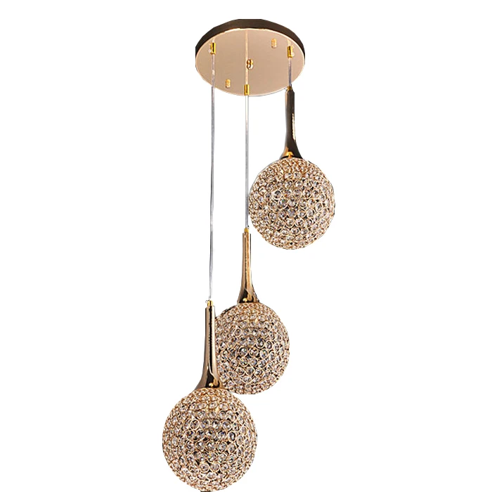 

HAIXIANG LED K9 Crystal Pendant Light Staircase Industrial Rain Drop Lighting European Bedroom Ceiling Hanging Lamp Dining Room