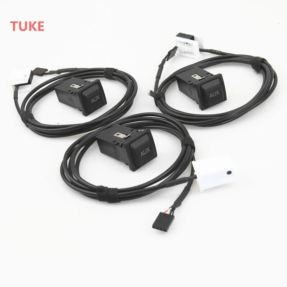 

TUKE 3 Set AUX Lnput Connection Cable & Audio Input Auxiliary Interface Switch Socket For VW Golf Jetta MK5 Scirocco 5KD 035 724