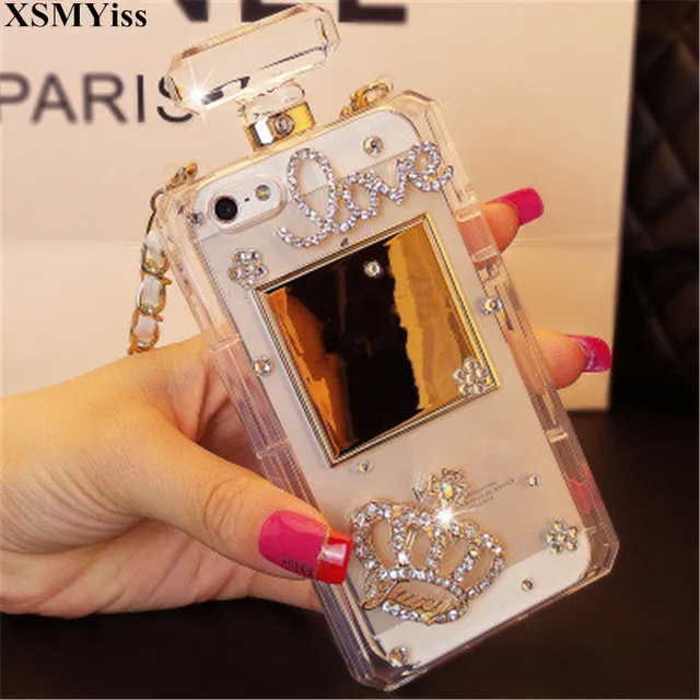 Luxury Bling Crystal Diamond Chain Handbag Perfume Bottle Lanyard Luxury Bling Crystal Diamond Chain Handbag Perfume Bottle Lanyard Case For Iphone 5 5s Se 6