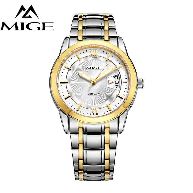 

MIGE Sport Watch Men Automatic Mechanical Wristwatch Calendar Synthesis Sapphire Crystal Full Stainless Steel Relogio Masculino