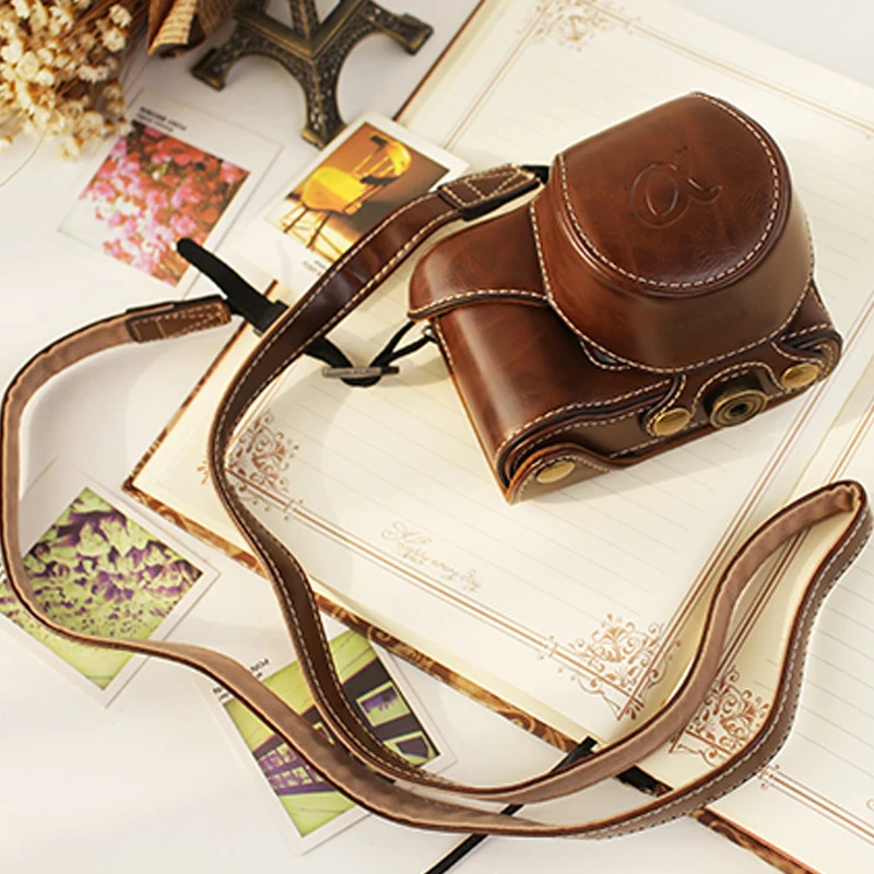

PU Leather Camera Case Cover for Sony A6000 With Strap High Quality