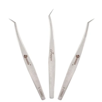 

Glad Lash Stainless Steel German Engineered Tweezers Curved Tip L-Type Tweezers for Eyelash Extension False eye lash Apply tools