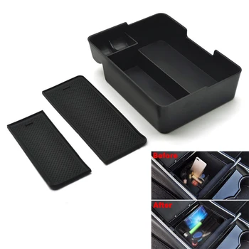 

Center Console Tray Storage Box W/ Coins Holders For Tesla Model 3 Left Driving