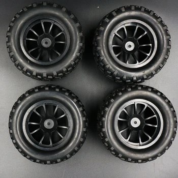 

88035 4PCS RC 1/10 Monster Bigfoot Car Truck Wheel Rim & Rubber Tyre Tires 12mm HEX Fit hop vkar redcat E-Revo bsd FS habao