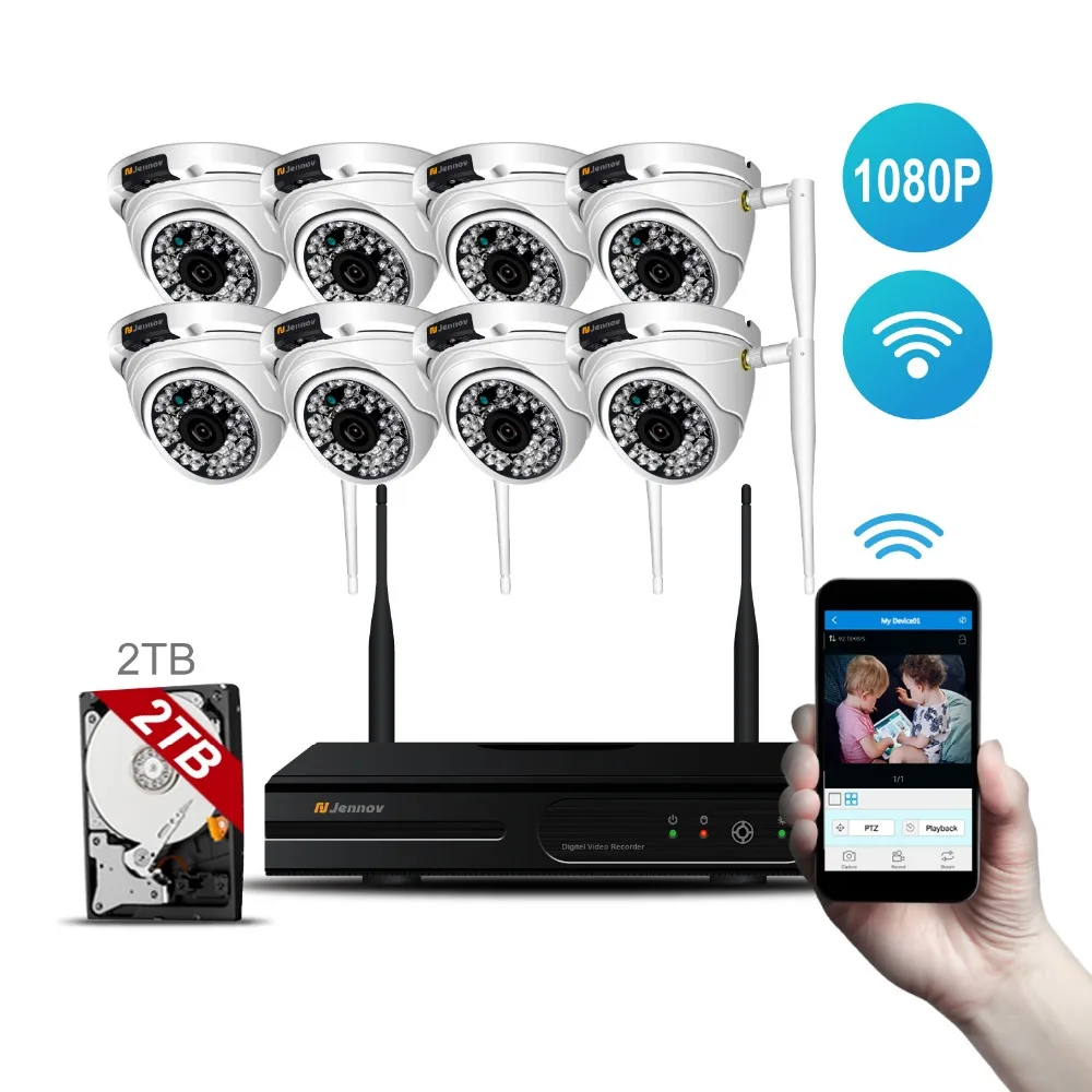 8CH HD 1080P 2MP Wireless Home Security Camera System NVR Wifi Kit CCTV Set Dome Outdoor Video Surveillance Kits ip66 2P2 Camara 8CH HD 1080P 2MP Wireless Home Security Camera System NVR Wifi Kit CCTV Set Dome Outdoor Video Surveillance Kits ip66 2P2 Camara
