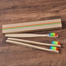10 PC Eco Friendly bambou poignée brosse à dents arc-en-ciel coloré blanchiment doux soies naturel bambou brosses à dents soins buccaux dent