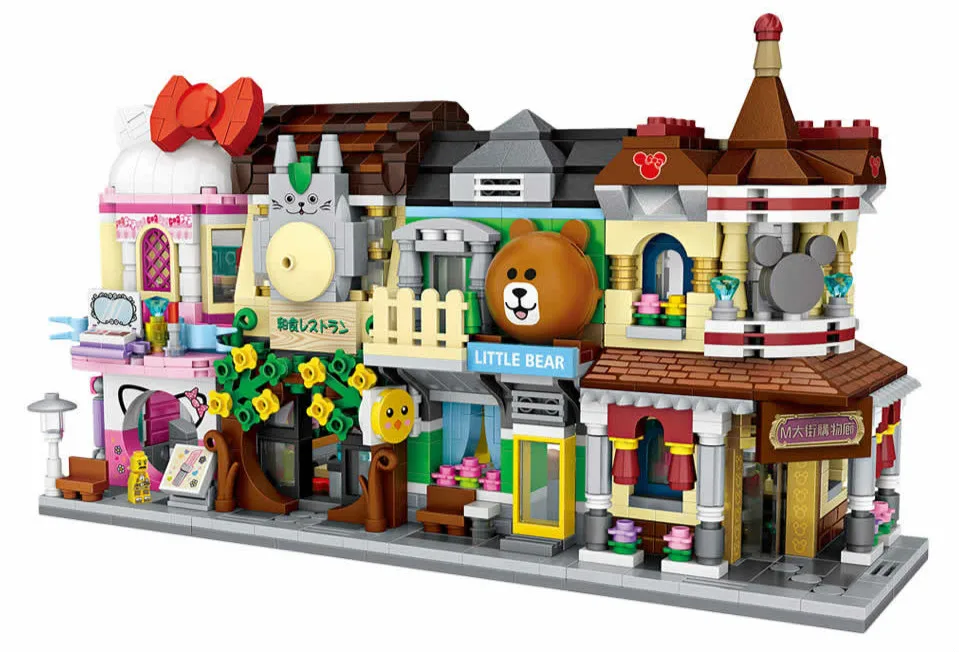 Лоз мини-блоки вид на город сцена Кофейня розничный магазин архитектурные модели и строительные викторины рождественские игрушки для детей