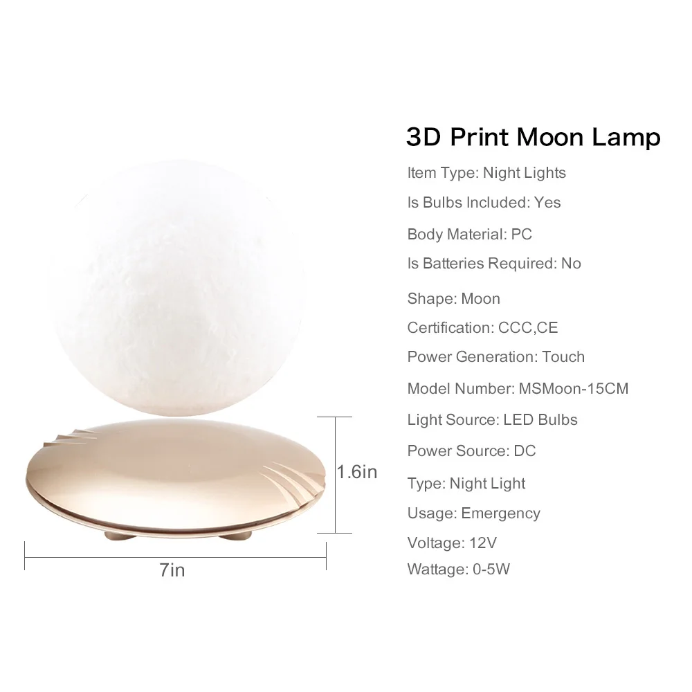 3D печать Луны лампы левитации 7 цветов Изменение светодио дный светодиодный ночник для дома Рождество украшения Прямая доставка