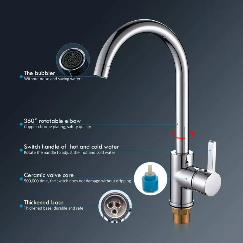 

Kitchen Sink 360 Degree Rotating Faucet Low-pressure Basin Water Tap