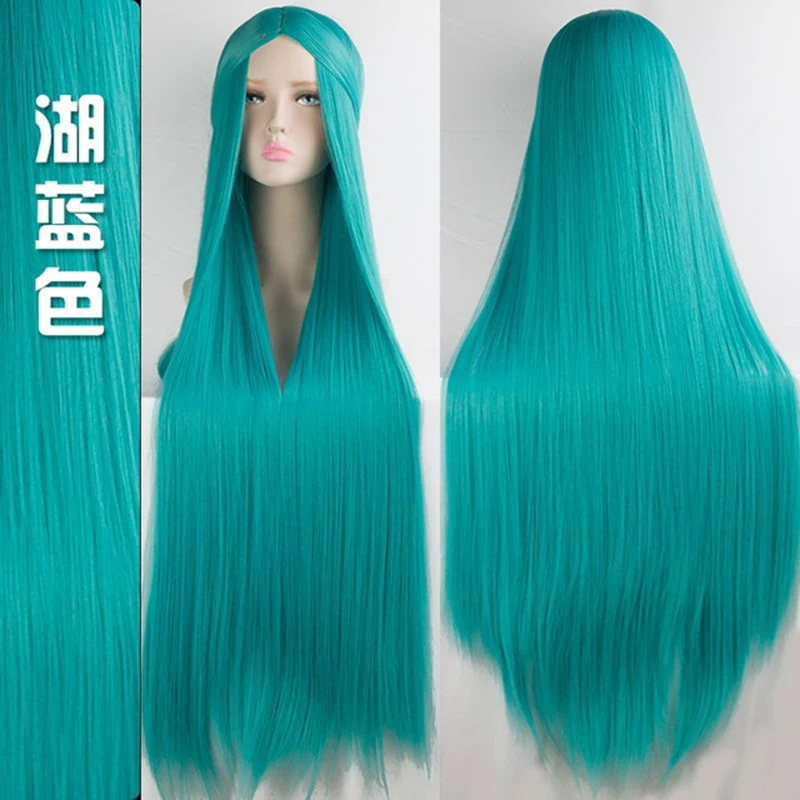 WTB largo recto Cosplay Peluca de fibra de alta temperatura pelo sintético 100 Cm Anime fiesta pelucas 20 colores coloridos
