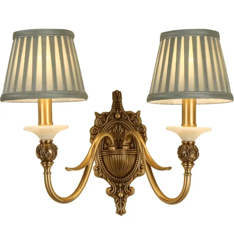 

American 1/2 heads wall lamps living room bedroom room European Jane Jane Meiquan copper wall light ZA92350