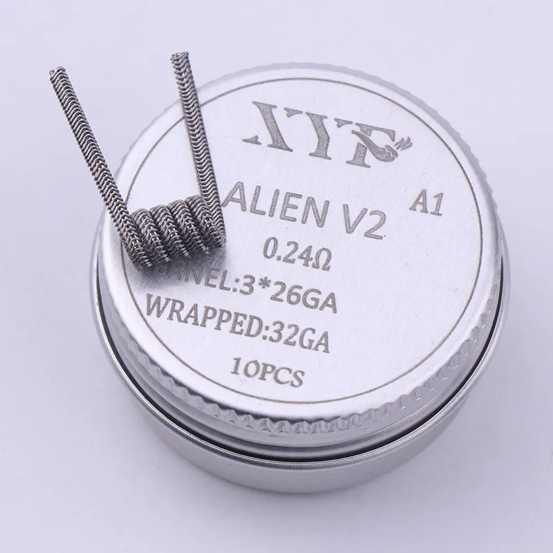 XYF 10 шт./лот Предварительно Построенная катушка Clapton Twisted ALIEN V2 clapton провода катушки сопротивления нагрева провода Fit RDA RDTA DIY распылитель