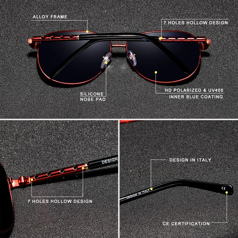 Kopen KINGSEVEN Brand Design Pilot Zonnebril Mannen Gepolariseerde Rijden Zonnebril UV400 Hollow Ontwerp Frame Eyewear Gafas De Sol N7371