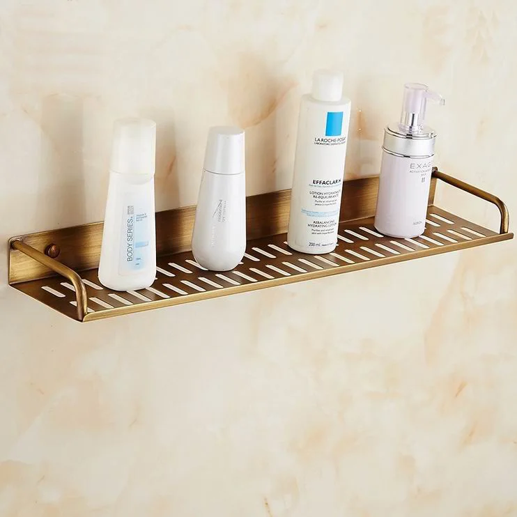 Free Shipping Copper Shampoo Holder Storage Shelf Bathroom Soap Single Glass Shelf Accessories