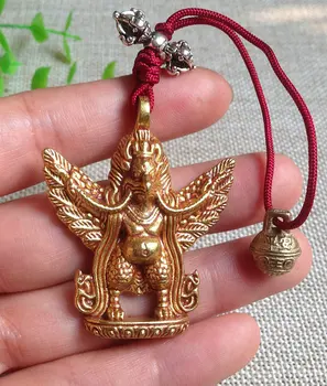 

Nepal produce pure copper gilt Tantric protectors Garuda Dapeng bird Jiang Mochu Amulet Pendant (box)of men and women