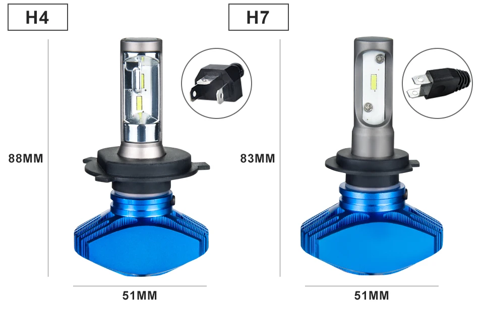 Foxcncar 2PCS  LED H4 H1 H11 H4 Led H7 Bulb Car Headlight High Low Beam 80W 8000LM 12V 24V Fog Light Kit Super Bright Car Light (10)