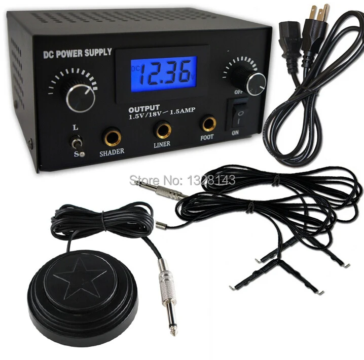 

Professional LCD Digital Dual Tattoo Power Supply clip cord foot pedal machine switch gun kit free shipping