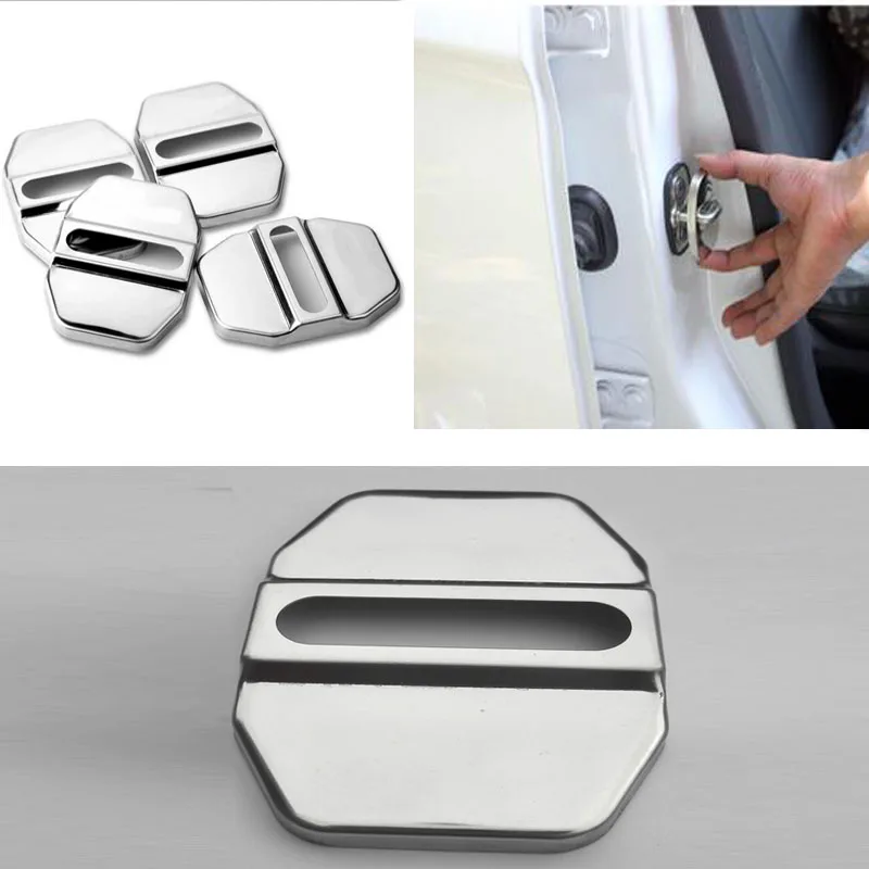 

rete automobile For Fiat Viaggio Freemont Ottimo Bravo Freemont stainless steel Car door lock locker buckle cover Protector Wh