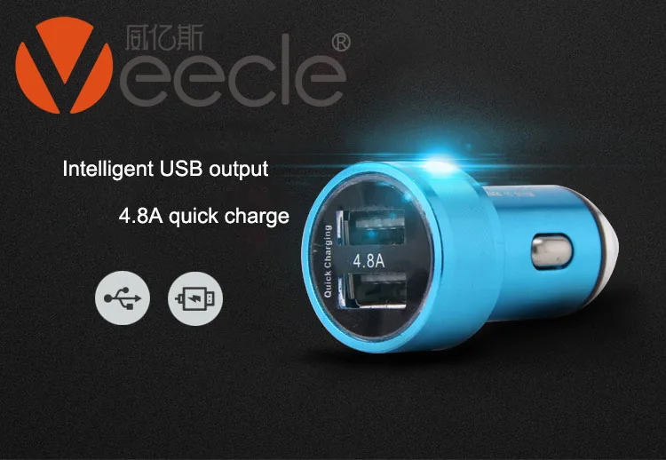 Лидер продаж 2019 года алюминий сплав 12 В dual usb quick charge зарядник телефона для