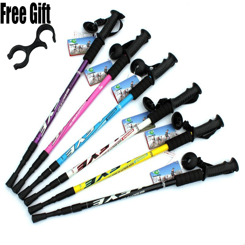 6 color Adjustable AntiShock Trekking Hiking Walking Stick Pole 3-section 66cm-135cm/ 26 \