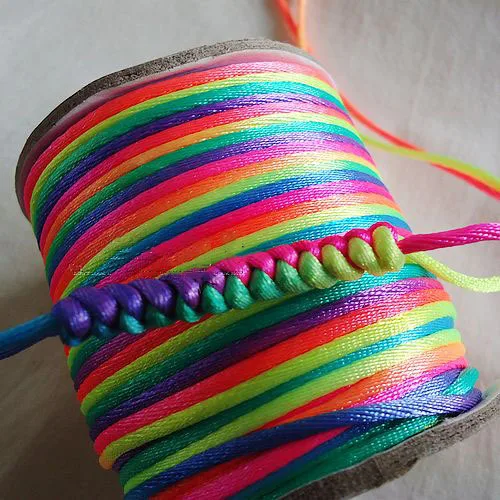 

1.5mm Rainbow Rattail Stain Nylon Cord- 80m/Roll Macrame Rope Bracelet Beading Cords String Accessories