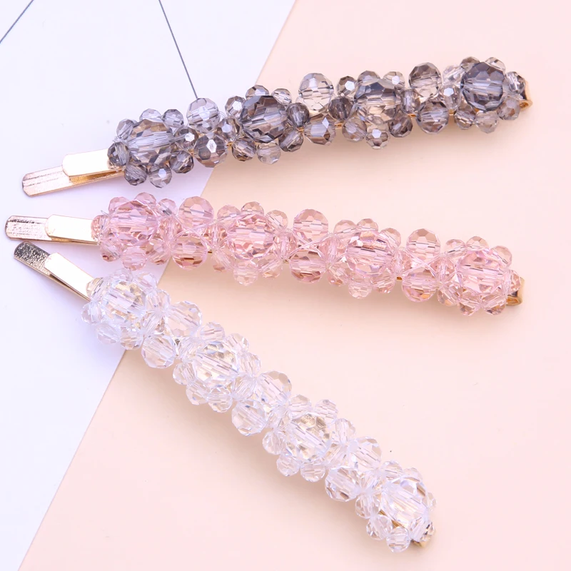 

korean acrylic hair clip barrettes flower hair clip for women hair accessories rhinestone hair pins