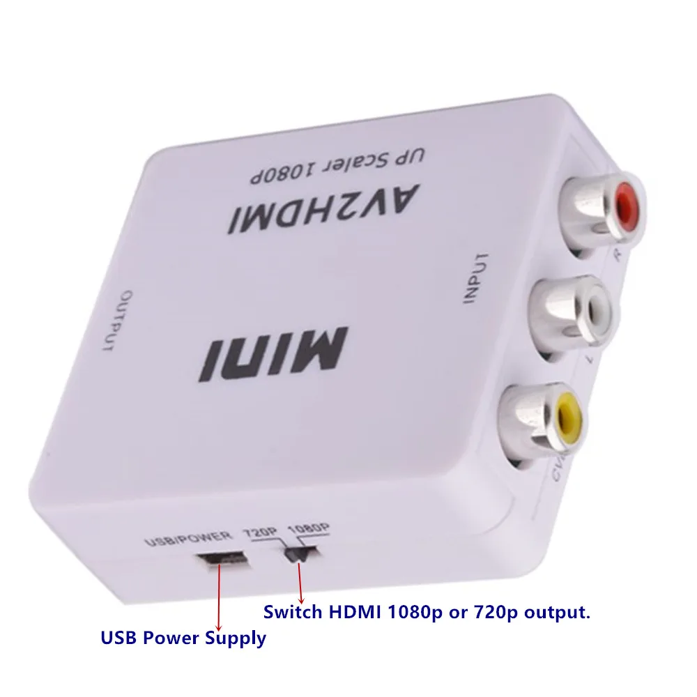 AV2HDMI CVBS/Compoite Video to HDMI1080P Converter Scaler Adapter Female Connector USB Power For PCs Laptops HDTV Free Shipping AV2HDMI CVBS/Compoite Video to HDMI1080P Converter Scaler Adapter Female Connector USB Power For PCs Laptops HDTV Free Shipping